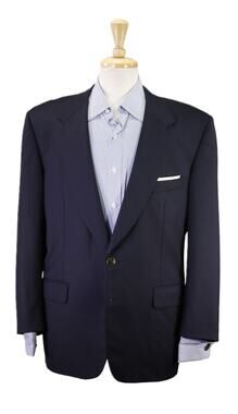 Belvest Navy Blue Gold Metal Button 2-Btn Wool Blazer Jacket 42S